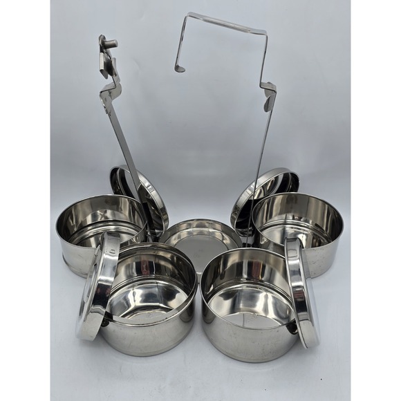 Stainless Steel Lunch Box Carrier W/ 4 Containers - for hiking, camping work - Picture 3 of 16